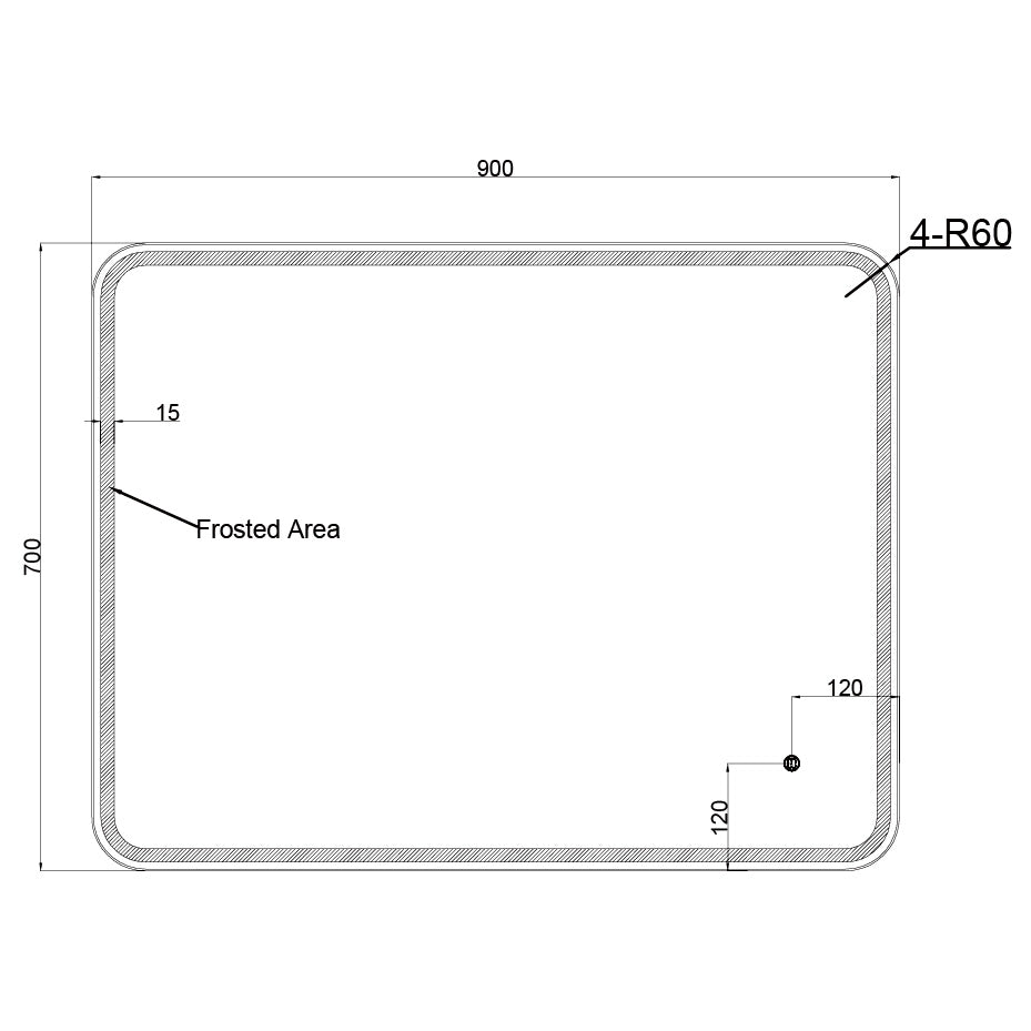 SAROS 9070 Matte Black Framed Rectangular LED Mirror