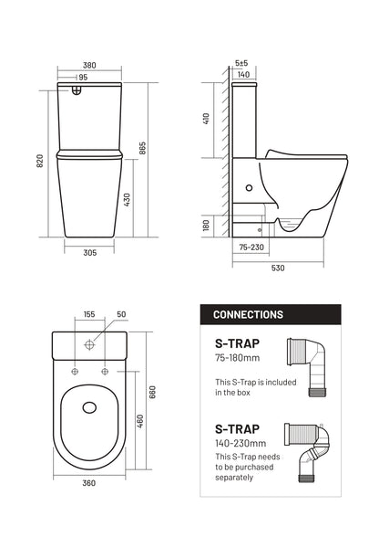 V1 Vortorrent 360 Flush Toilet Suite 2PC/SET