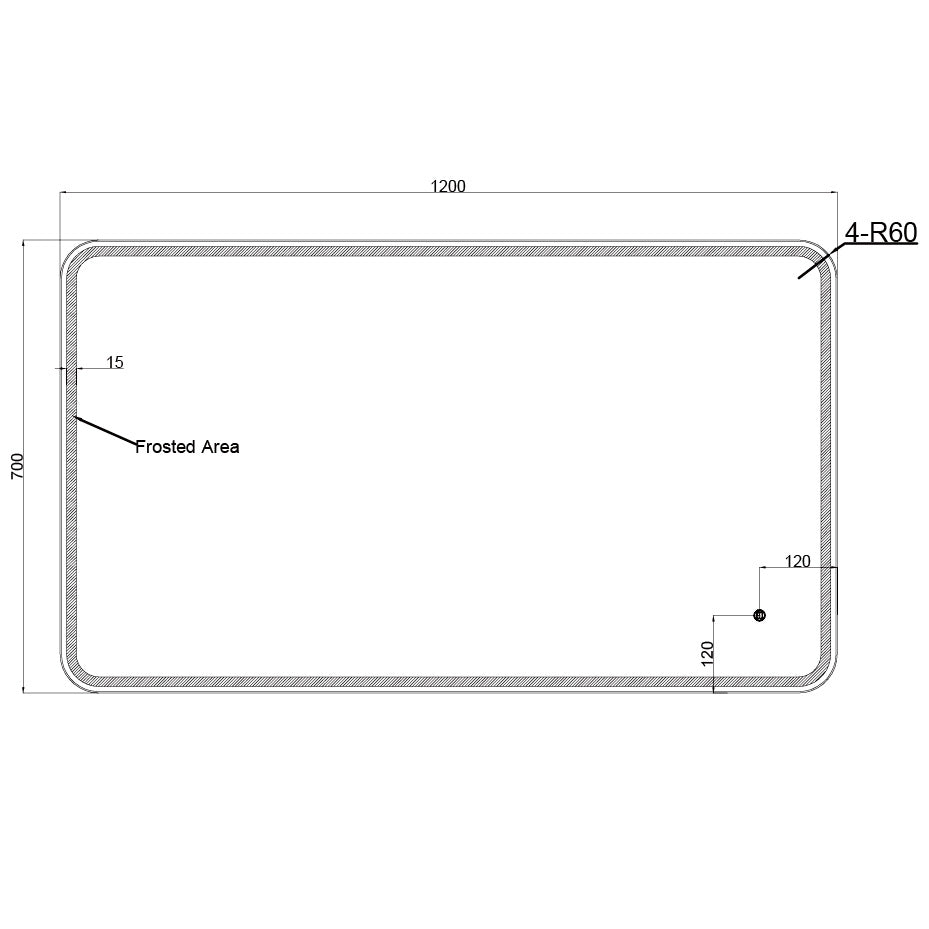 SAROS 1270 Matte Black Framed Rectangular LED Mirror
