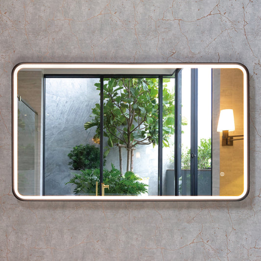 SAROS 1270 Matte Black Framed Rectangular LED Mirror