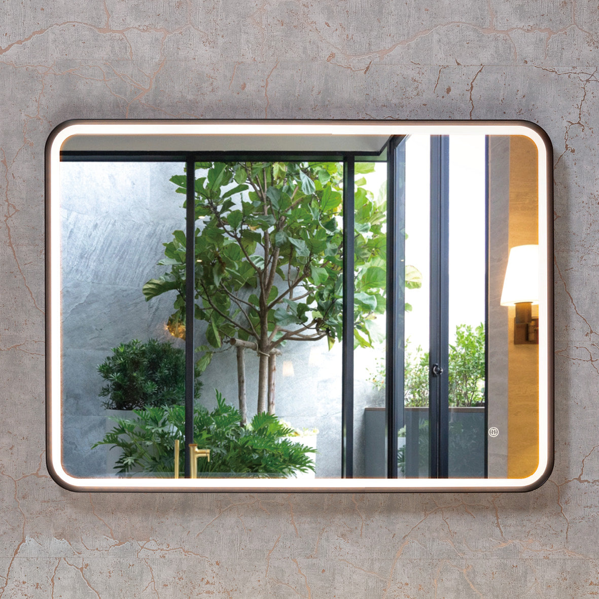 SAROS 9070 Matte Black Framed Rectangular LED Mirror